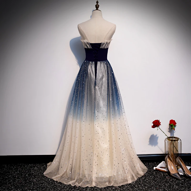 Vestido de festa, милое платье для выпускного вечера, длинное Тюлевое Платье трапециевидного силуэта с блестками, вечерние платья