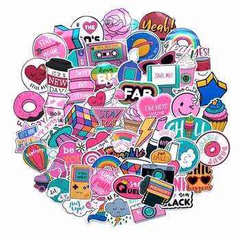 

60 pcs/pack PVC Waterproof Pink Girls Fun Sticker Toys The Luggage Stickers For Moto Car & Suitcase Cool Fashion Laptop stickers