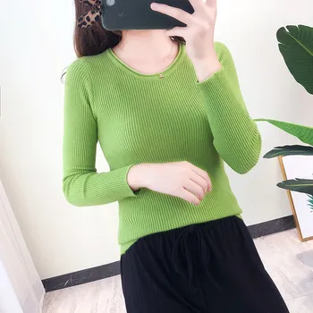 

Knitting Sweater Women Solid Color Round Neck Slim Wild Casual Pullovers Korean Long Sleeve Knitwear Tops Autumn Winter Clothes