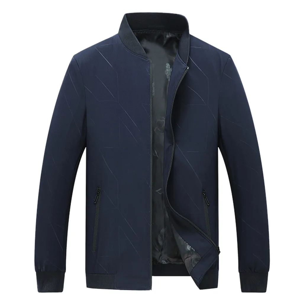 Мужские куртки, хорошая черная куртка с воротником-стойкой, весенне-осеннее пальто, тренерская Мужская одежда, темно-синяя куртка-бомбер, лыжная куртка, одежда - Цвет: Синий