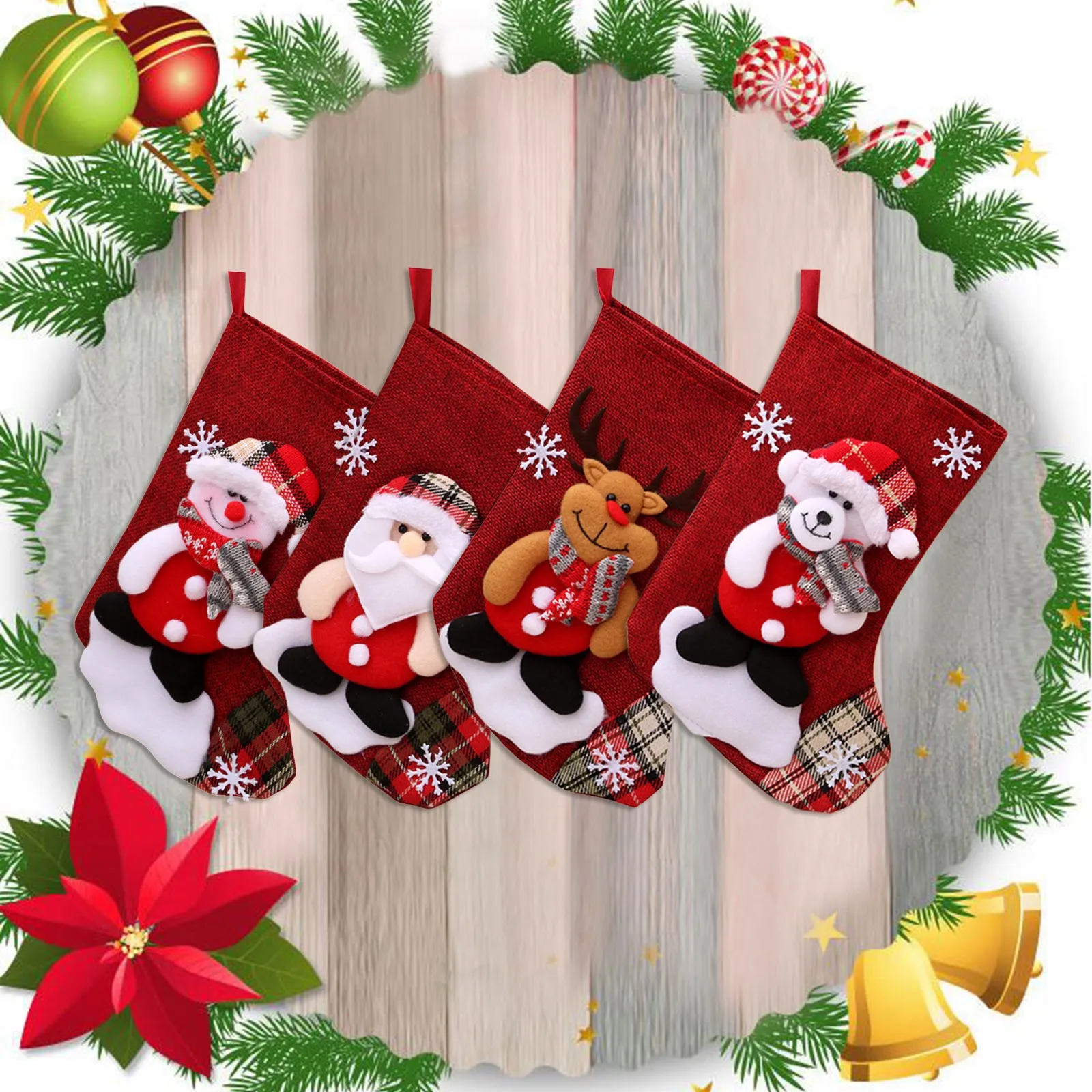 1pcs Elf Socks Christmas Gift Bags Linen Large Fireplace Decoration New  Years Candy Holder Home Storage Bag DIY Hanging Ornament - AliExpress