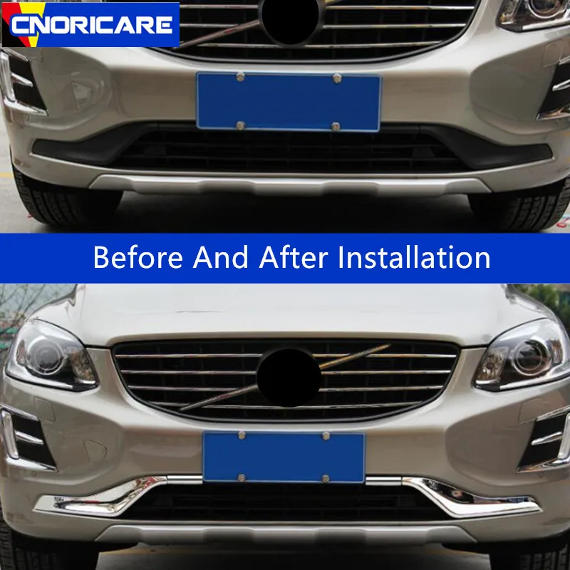 Car Front Grille Trim Strips ABS 4pcs For Volvo XC60 2014-17 Auto Exterior Modified Accessories
