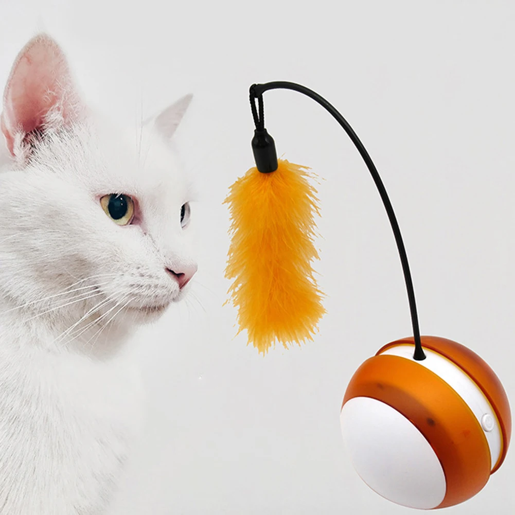 Orange Светодиодный вращающийся Вращающийся Забавный вращающийся мяч, массажер против укуса, обучающий Электрический вокал, Портативная Игрушка для кошек, интерактивная игра - Цвет: Orange