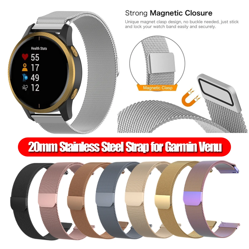 Модный Миланский ремешок для наручных часов Garmin Venu Galaxy, магнитный ремешок из нержавеющей стали, 42 мм, браслет, напульсники