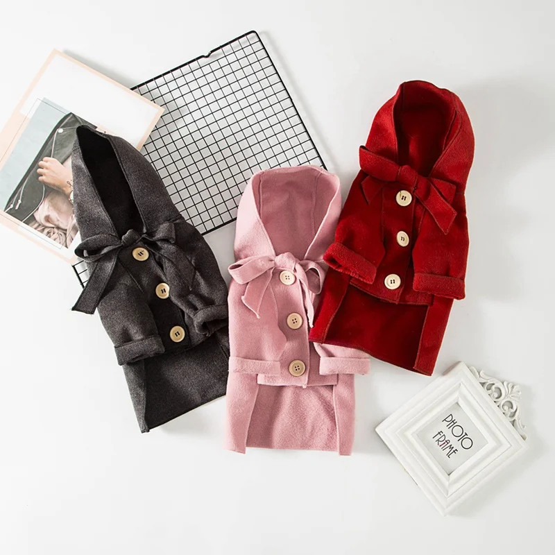

Warm Dog Trench Coat for Small Medium Pet with Button Winter Dog Clothes Puppy Yorkie Pug Chihuahua Woollen Cloth Dog Jacket