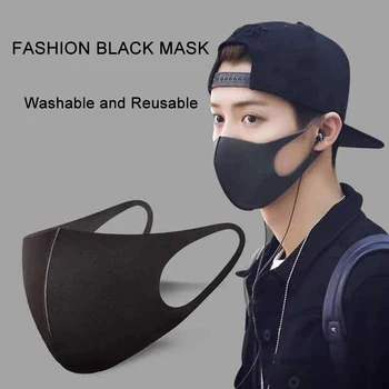 

1pcs Black Mouth Mask Anti Dust Mask Washable Reuse Windproof Mouth-muffle Unisex Bacteria Proof Flu Face Cover