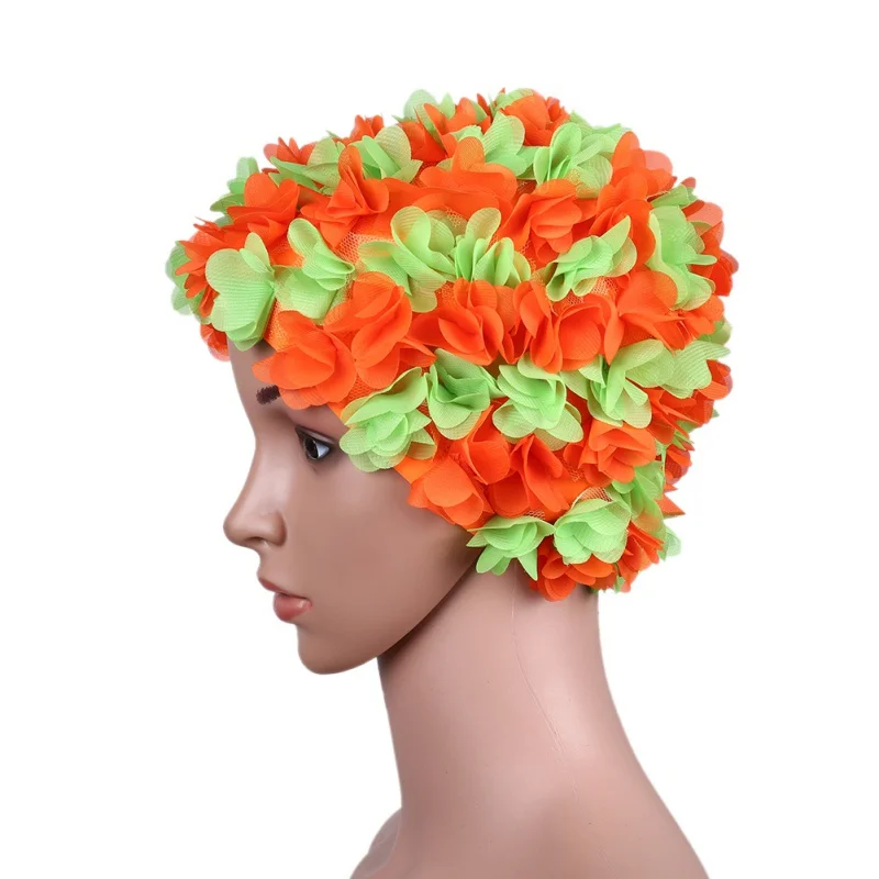 Женская Профессиональная Водонепроницаемая летняя шикарная кепи с цветами, нежная Персонализированная шапочка для плавания с лепестками