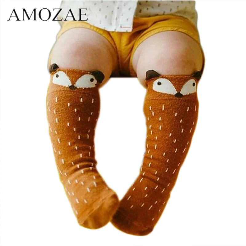

Newborn Toddler Cotton Baby Socks Animal Printed Knee High Anti Slip Cartoon Fox Leg Warmers For newborns infant Warm Long Socks