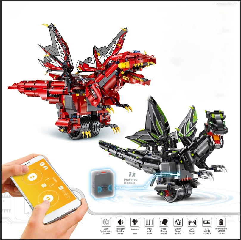 

Assemble RC 2.4Ghz intelligent balance programming dinosaur building blocks legeodly bricks educational toys gifts for children
