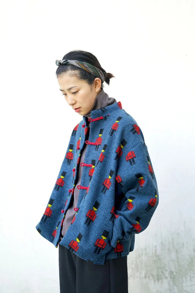 Pankou смешивание шерсти шерстяное свободное Пальто жаккардовое плетение шерстяное Свободное пальто S988