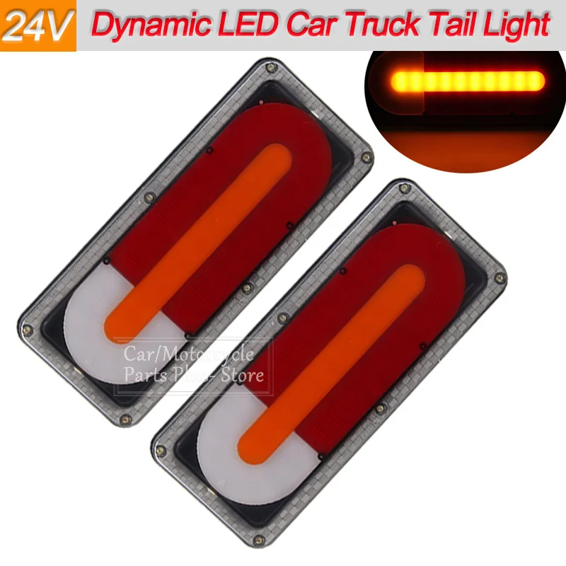 

2x Car Tail Rear Light 5 Modes Halo Neon Brake Dynamic LED Turn Signal Lamp Taillight for Truck Lorry Trailer Tractor