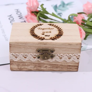 

Personalized Rustic Old Wood Ring Bearer Box Custom Bride & Groom Name Wedding Ring Box Number Wedding Ring Bearer Pillow Box