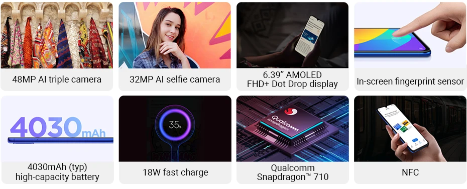 Глобальная версия Xiaomi Mi 9 Lite, 6 ГБ, 128 ГБ, смартфон, Восьмиядерный процессор Snapdragon 710, тройная камера 48 МП, фронтальная камера 32 МП, экран 6,39 дюйма