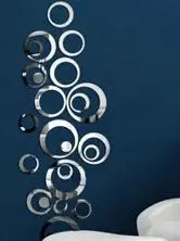 

24PCS DIY 3D Silver Mirror Acrylic Wall Stickers Circle Ring Home Decors for Family Decoration Modern Adesive Home Decal