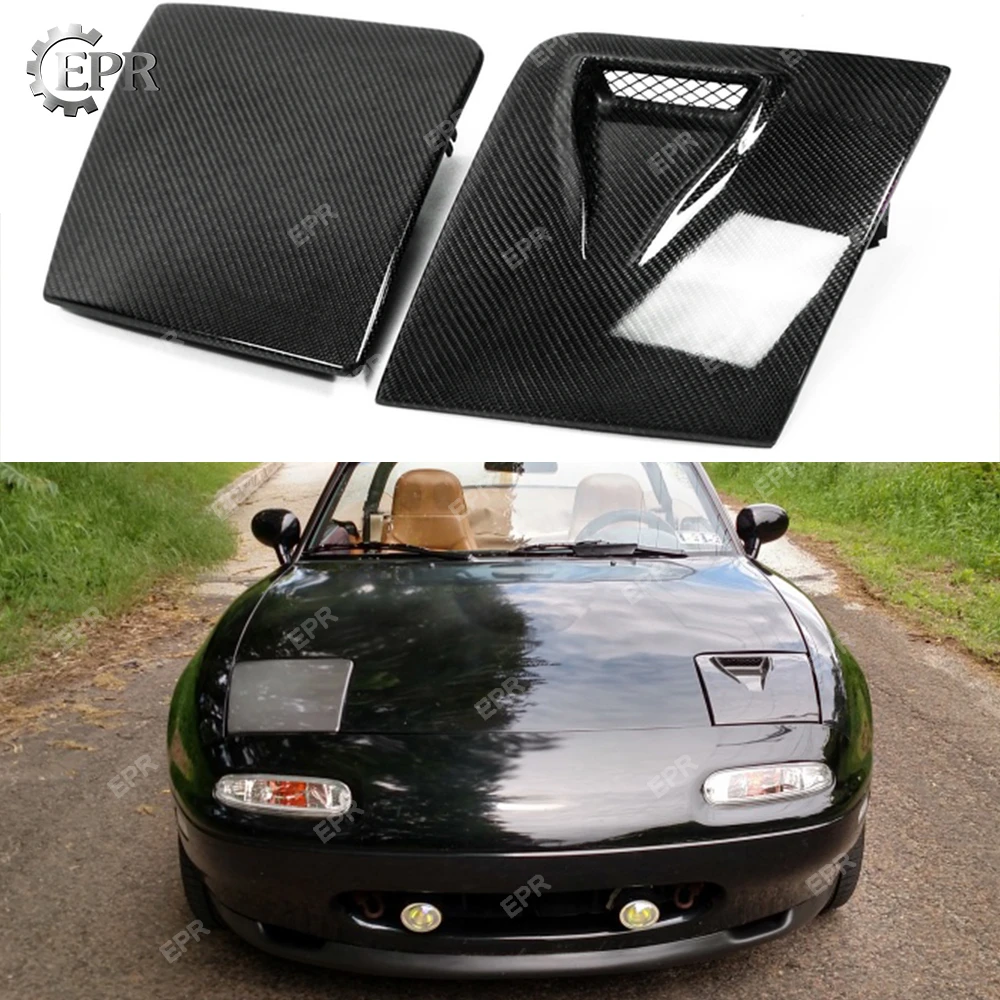 For Mazda MX5 NA MK1 Miata Carbon Fiber LHS Vented Headlight Cover (Only LHS) Tuning Aero Part