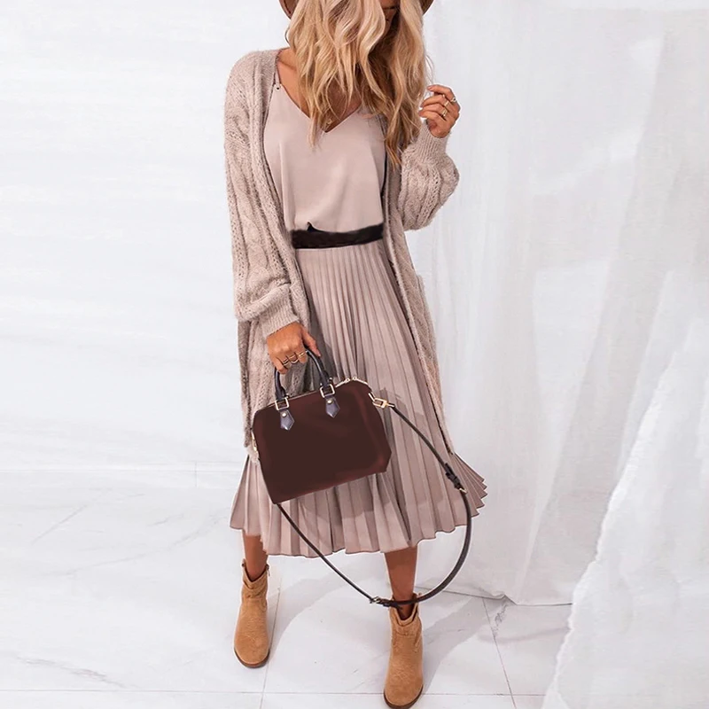BEFORW 2020 Women Summer Sexy V-Neck Party Dress Elegant Spaghetti Strap Female Pleated Office Dresses Female Pink Midi Dress