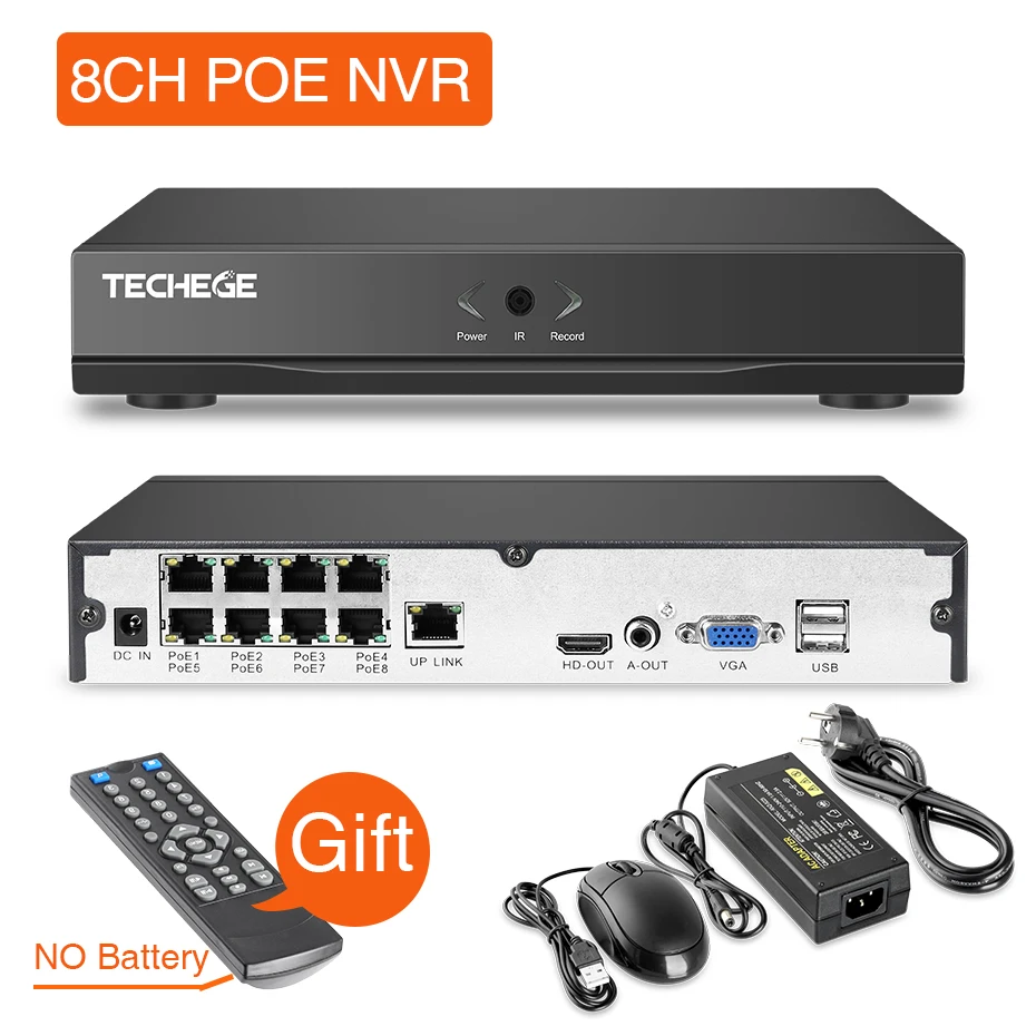  Techege H.265 8Ch 4MP POE NVR CCTV Camera System 4MP POE IP Camera 2560*1440 Outdoor Waterproof Vid - 32823457563