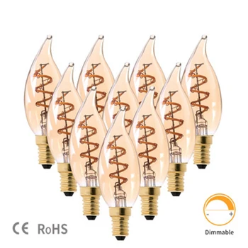 

LED Filament Bulb E12/ E14 Retro Edison Lamp 220V E14 Vintage C32T Candle Light Dimmable Ampoule Lighting COB Home Decor