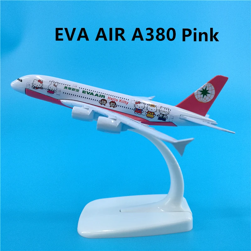 1:400 Scale 16cm Airbus A380 AIR Airways Airlines Alloy Metal Plane Model Airplanes Aircraft Gift Collectible Gifts Decoration - Цвет: EVA Air Pink