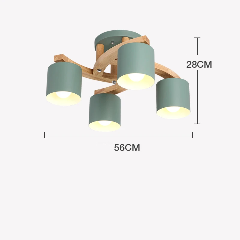 Скандинавское дерево E27 потолочный светильник 4 цвета потолочные светильники Современная железная гостиная потолочный светильник Кухонные светильники Lampa Sufitowa - Цвет корпуса: Green 4 Heads