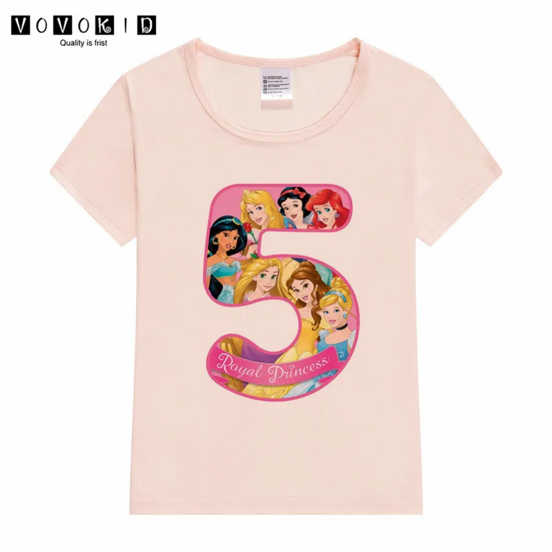 Белая мультяшная футболка для маленьких девочек на день рождения с рисунком
