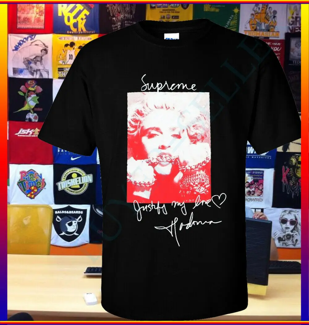 Новая футболка с надписью Madonna темно-синяя черная Fw18 логотип бренда S 2Xl Just My Love |