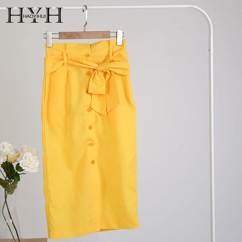 

HYH Haoyihui Women Casual Regualr Sexy Classic Fit Dailwear Solid Tie Waist Straight Adjustable Light Basic Skirt