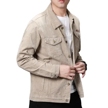 

Men's jacket Spring and Autumn New Handsome Slim Corduroy Jacket Men's jacket Color: Khaki Green Blue Orange
