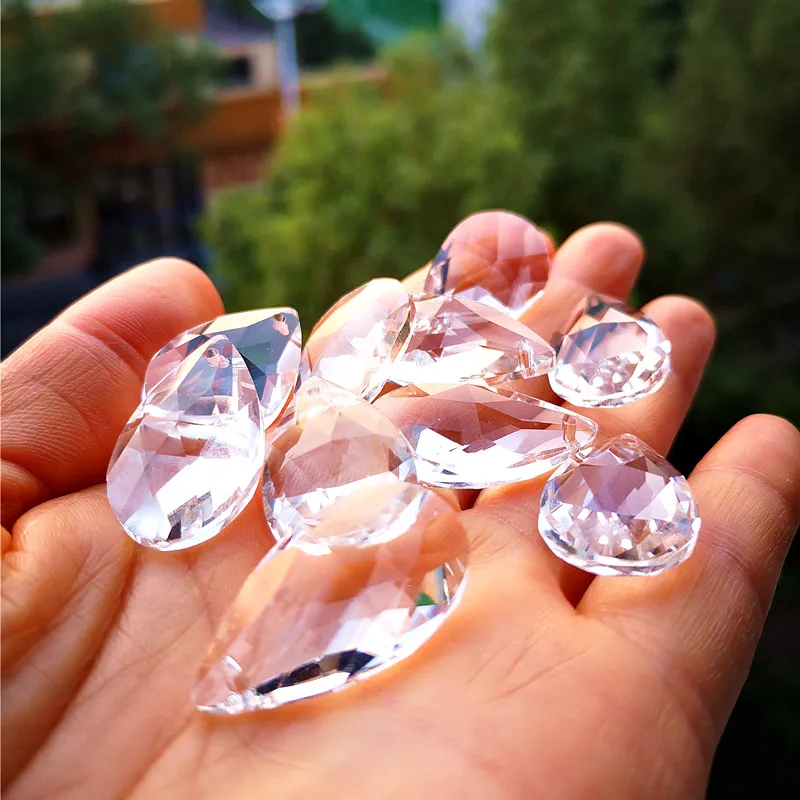 28mm Crystal Marquis Clear Angle's Tear Pear Chandelier Faceted Pointed Oval Pendants DIY Glass Suncatcher Accessories 10pcs/lot crystal beads crystal sun catcher chandelier crystal drops