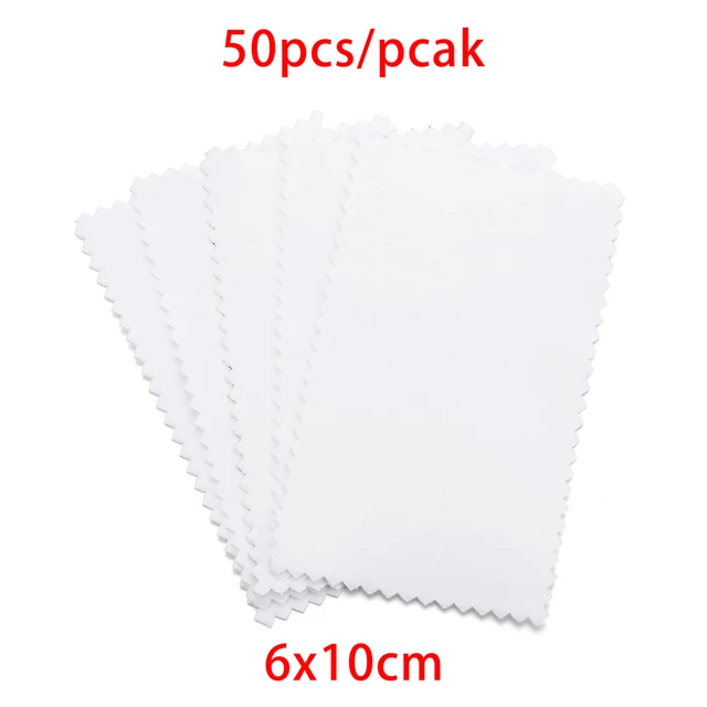 10-50pcs Polish Polishing Cloth Silver Color Cleaning  Polishing Cloth Soft Clean Wipe Wiping Cloth For Silver Gold Jewelry Tool White 6x10cm 50Pcs