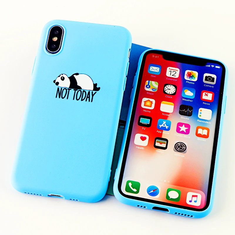 8631-blue Забавные чехлы для телефонов с пандой для iPhone X XS MAX XR 8 7 6 s Plus, мягкие силиконовые облегающие накладки на заднюю панель - Цвет: 8631-blue