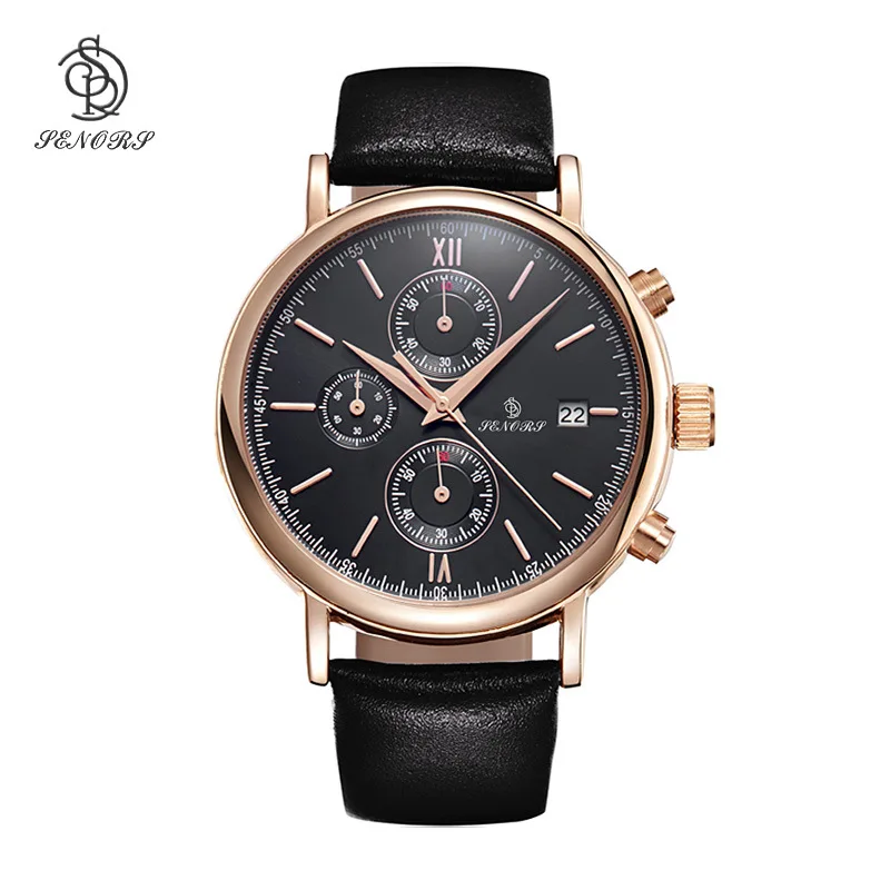 

Hot Sales Fashion Six-pin Multi-functional Quartz Watch Calendar Leather Belt Business Watch Waterproof Illicit Model