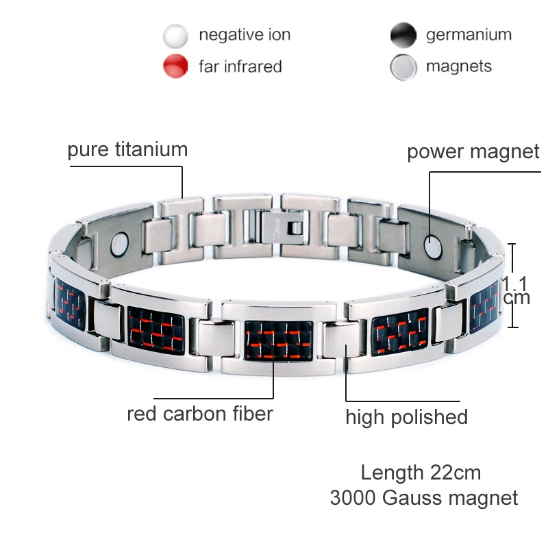 Oktrendy Negative ion Magnetic Bracelet Men Therapy Bracelets Bio Magnetic Titanium Bangle For Arthritis Silver Color Bracelett