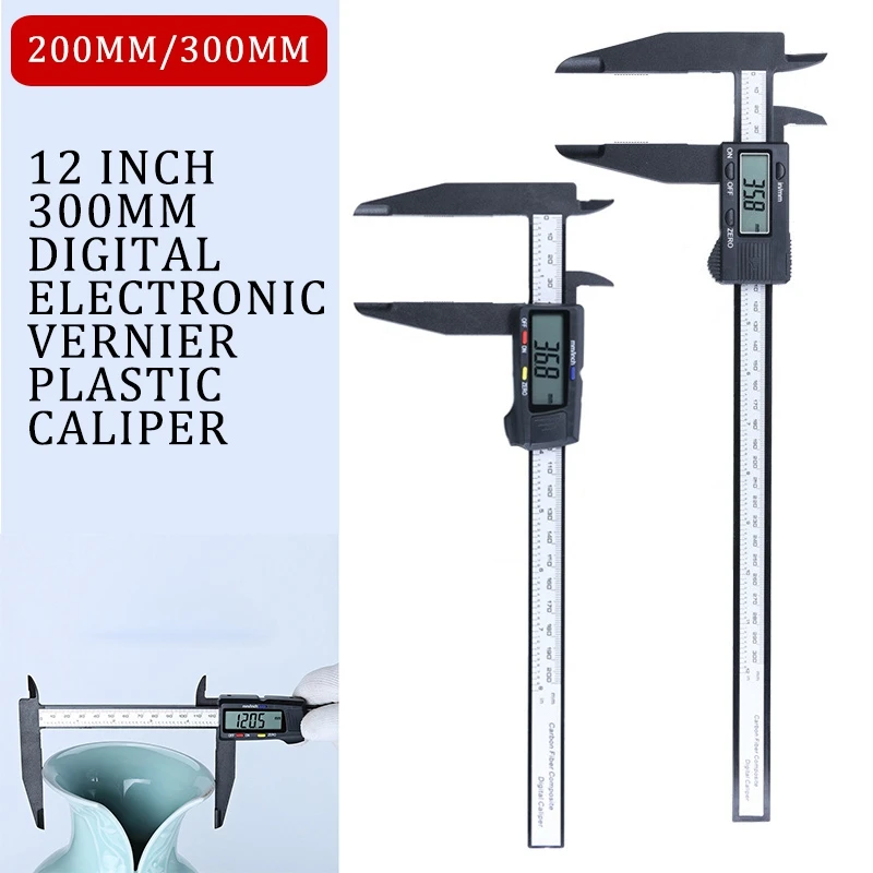 

PINTUDY 12 Inch 200mm 300mm Digital Electronic Vernier Plastic Caliper Micrometer LCD Measure Gauging Tools Calipers 2019 New