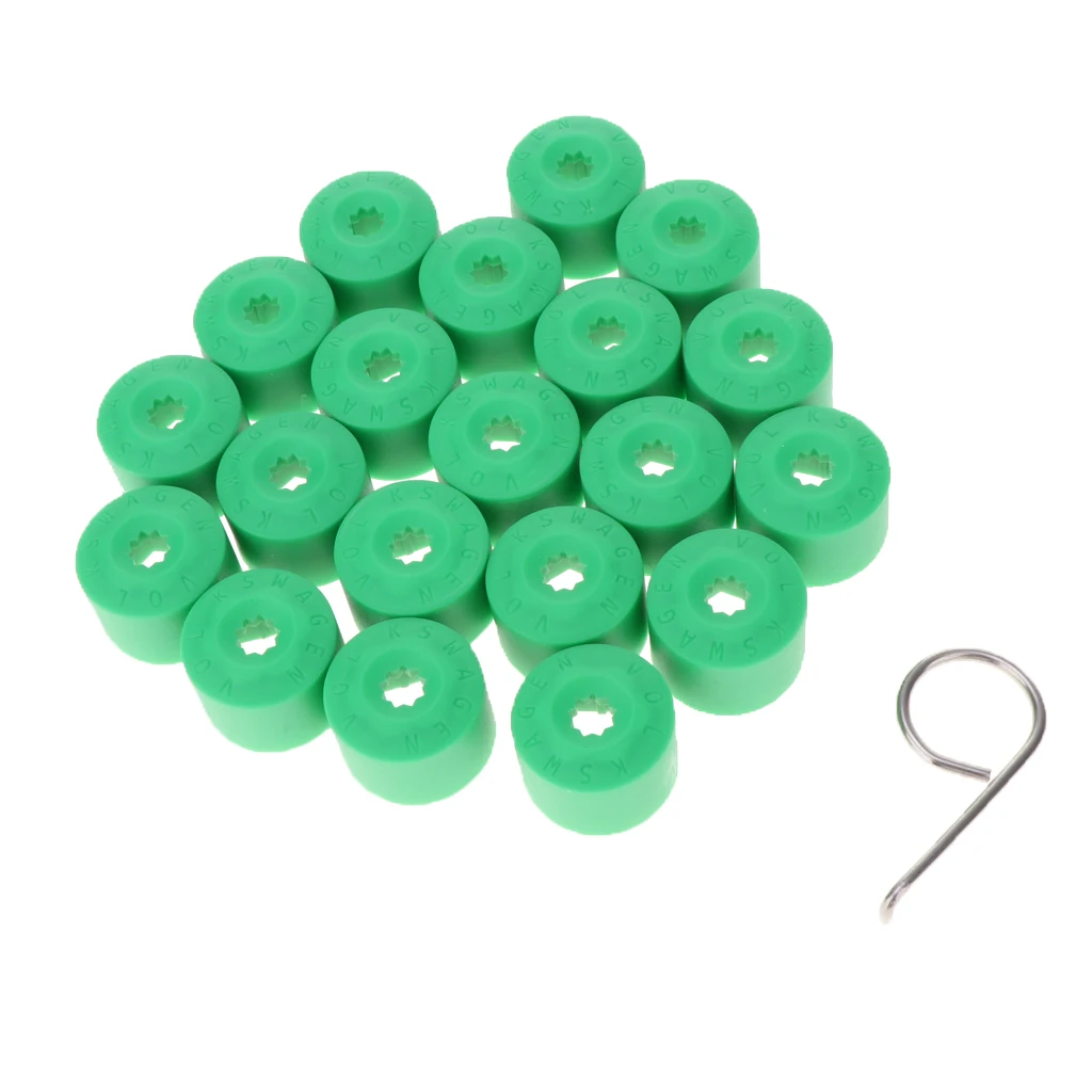 Prime Green Wheel Lug Cap Covers for VW Part - Set of 20 + Removal Tool