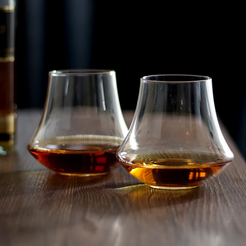 Set of 2 lead free crystal glass spirits handmade blown craft whiskey glasses for drinking