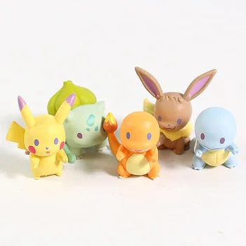 

Anime Eevee Charmander Squirtle Bulbasaur Action Figures PVC Toy 5pcs/set