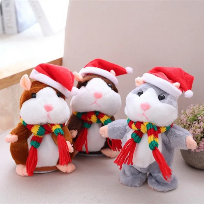 

New Talking Hamster Mouse Pet Christmas Toy Speak Talking Sound Record Hamster Educational Plush Toy for Children Christmas Gift