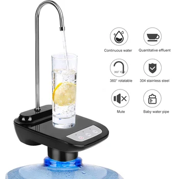 

Portable Electric Water Bottle Pump With Large Base Wireless Auto Drinking Water Dispenser Outflow Modes 0.3/1L Silent Design