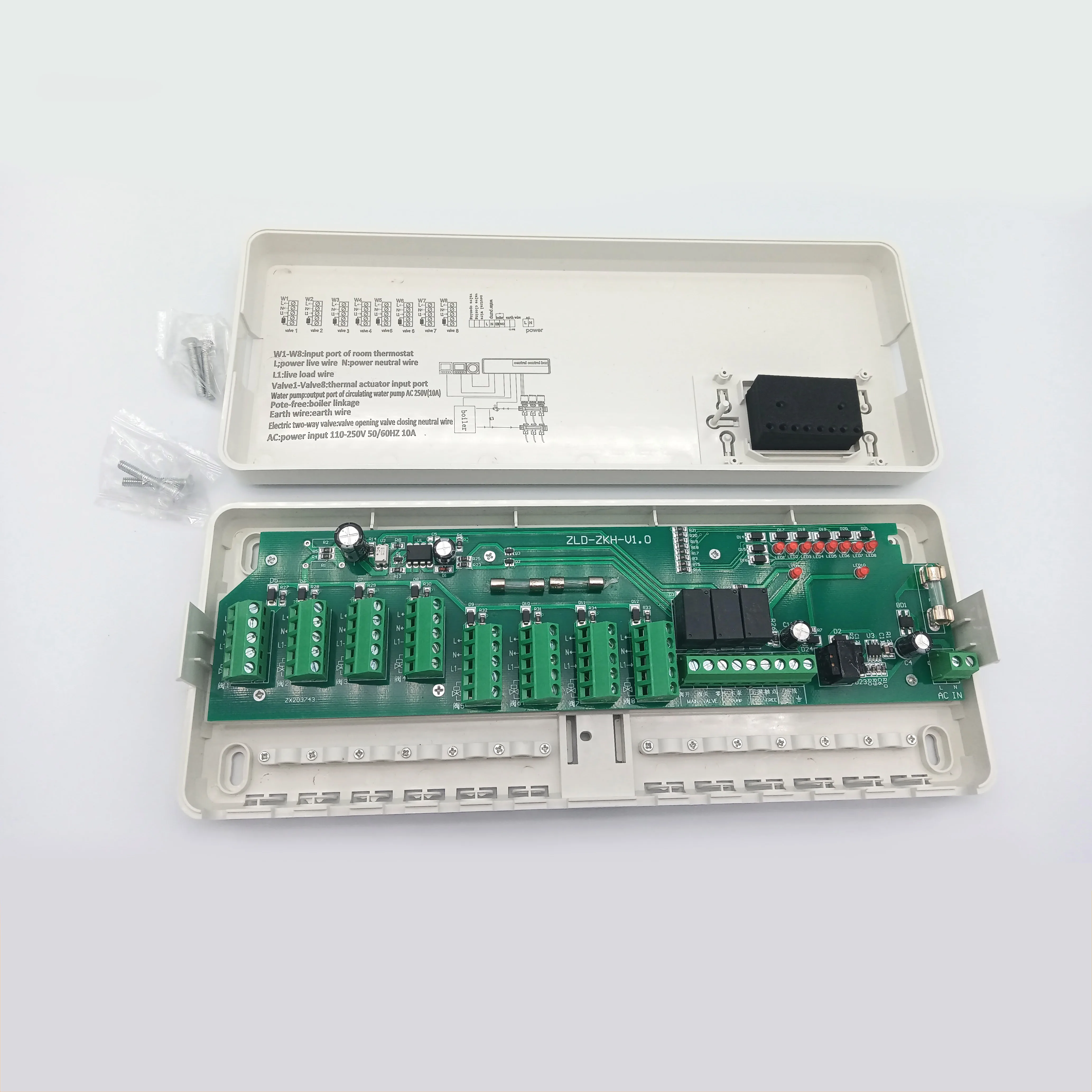 Controlador Central de 230V para el hogar, válvulas de zona de Control, termostatos, actuador eléctrico para sistema de calefacción de suelo y agua