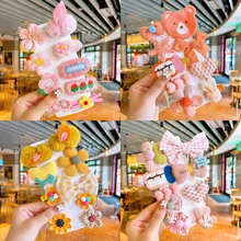 

Children's Bowknot Hairpin Plush Flower Polka Dot Love Hair Accessories Woolen Bear Duckbill Hair Clip
