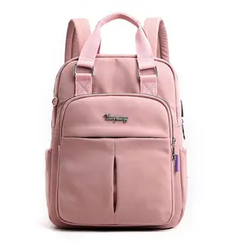 

New Fashion Female Backpacks Women Solid Color Backpack Girls College School Bagpack USB Charging Travel Shoulder Bags Handbags