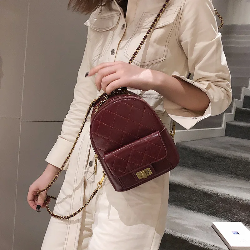 

Hot Selling Rhombus PU Backpack Women's Small Temperment 2019 Summer New Style Simple Versatile Single-shoulder Crossbody Bag