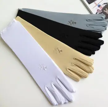 

Spring Autumn Women's Summer Sunscreen Embroidered Gloves Female Elastic Etiquette Gloves Driving Gloves