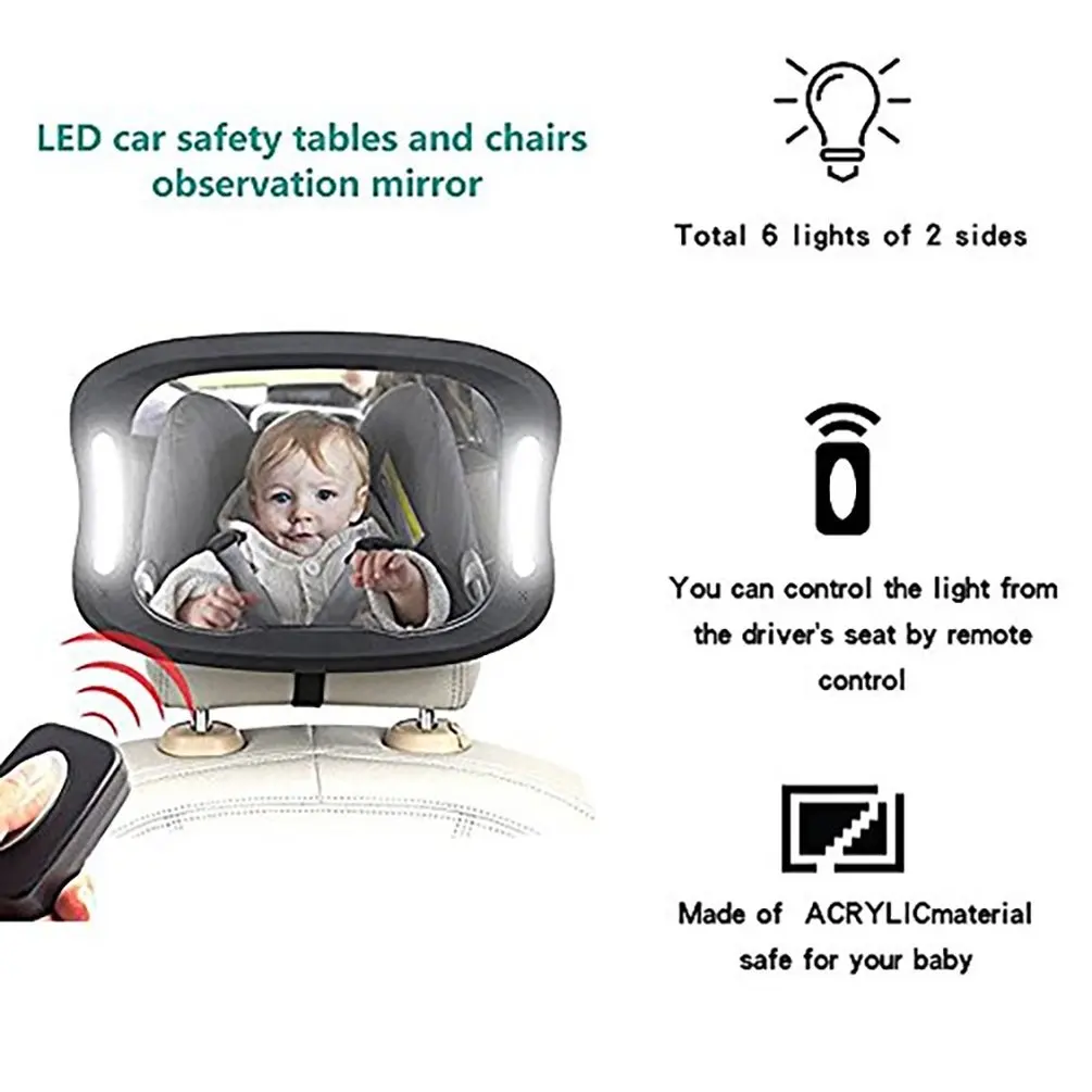 

Car Rear View Mirror Child-Assisted Remote Control Light Viewing Mirror Child Safety Seat Rear View Mirror Baby Product