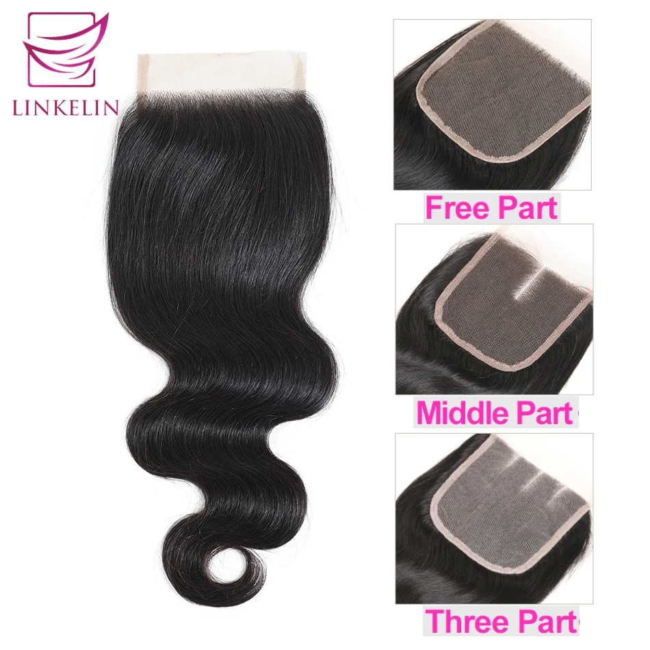 LINKELIN Brazilian Body Wave Bundles With Closure 100% Human Hair Bundles With Closure Remy 4 Bundles With Closure