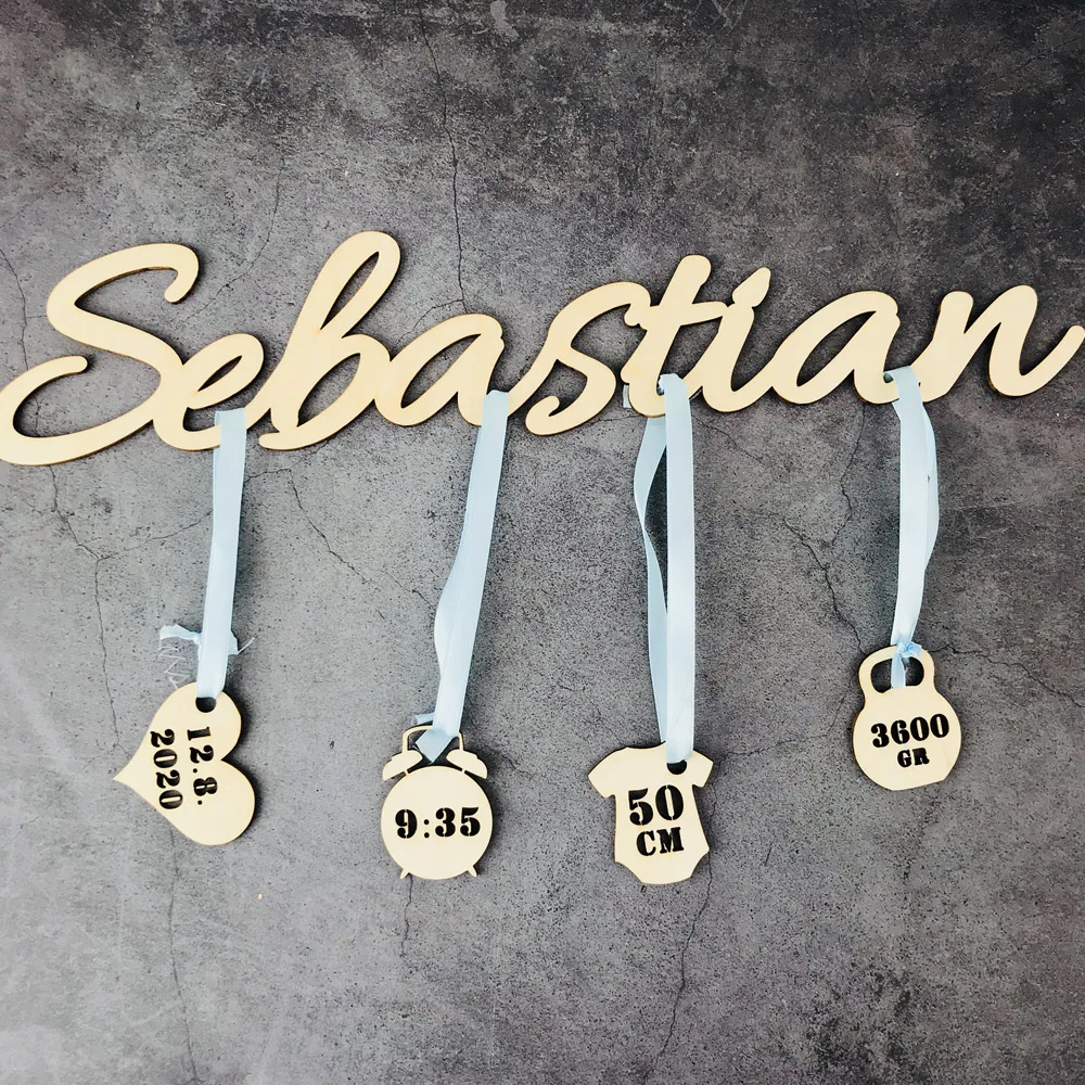 Custom Wooden Baby Shield Sign with names and date, Baby Shower gift birth, Personalized Wall Hanging decoration ,Wall lamp Kinderzimmerdeko