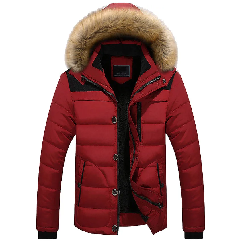 Зимние мужские куртки мужские парки Толстая парка с капюшоном и меховым воротником мужские флисовые пальто теплая верхняя одежда мужская одежда пальто 5XL 6XL
