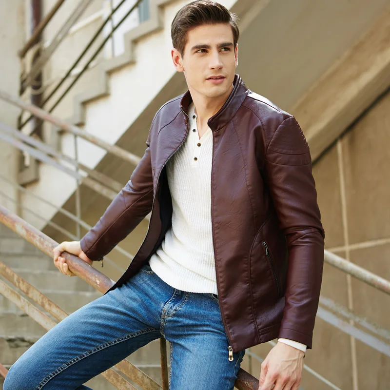 

2015 New Style Autumn Korean-style Slim Fit Leather Coat Men Thin Casual Leather Jacket Joint Fashion Man PU Leather