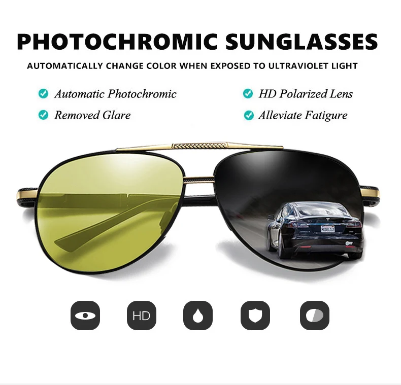 CoolPandas Брендовые мужские авиационные солнцезащитные очки фотохромные HD день ночное видение Drivng поляризованные очки женские очки gafas sol mujer